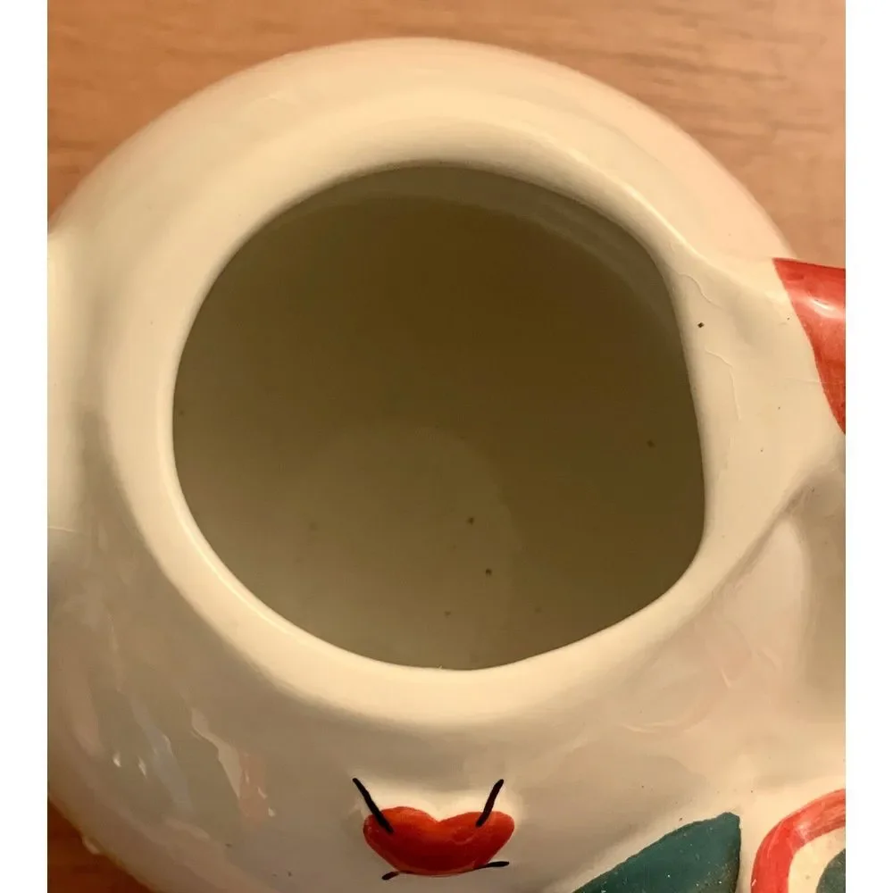 vintage ceramic snowman with‎ wreath teapot and mug
